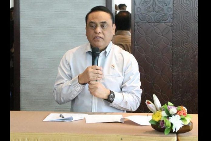 Menpan RB Syafruddin saat jumpa pers seusai Rapat Koordinasi Penyampaian Rincian Penetapan Kebutuhan Formasi PNS dan Persiapan Pengadaan CPNS Tahun 2018 di Jakarta
