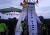 Kontingen Pramuka Santri Aceh menampilkan kreasi Monumen Radio Rimba Raya pada festival pionering Perkemahan Pramuka Santri Nusantara (PPSN) V tingkat nasional 2018, di Bumi Perkemahan Abdurrahman Sayuti-Musa, Muaro Jambi, Jambi
