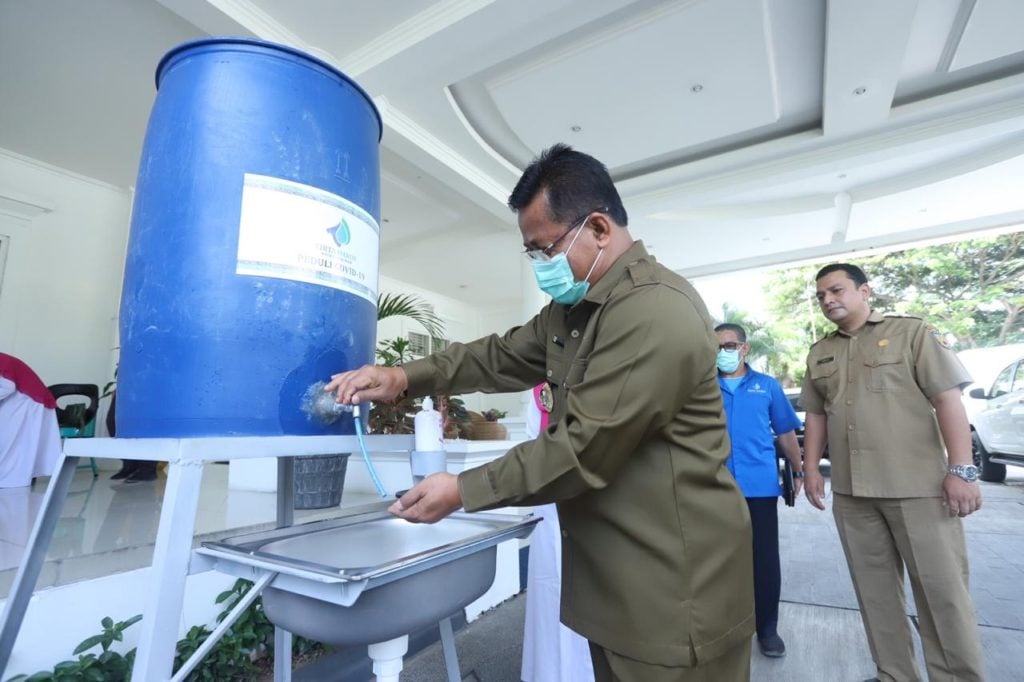 Pemko Banda Aceh Pasang Wastafel Portable di Area Publik 