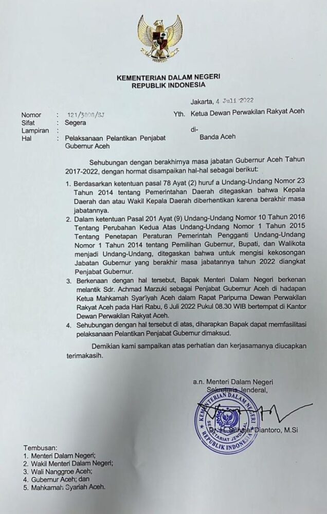 Mendagri Akan Lantik Achmad Marzuki Sebagai Pj Gubernur Aceh Analisa Aceh