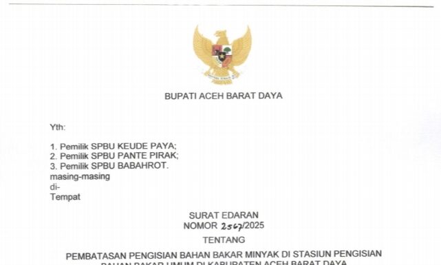 Bupati Safaruddin Larang SPBU di Abdya Layani Pembelian BBM Pakai Jerigen